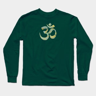 Ohm symbol in spiritual green and gold Long Sleeve T-Shirt